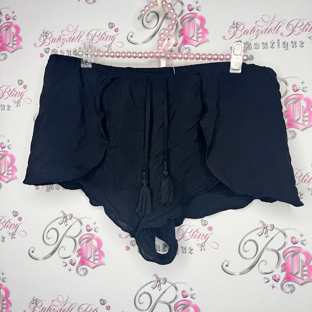 Victoria secret shorts swim loose flowy tassle Black coverup swim Shorts